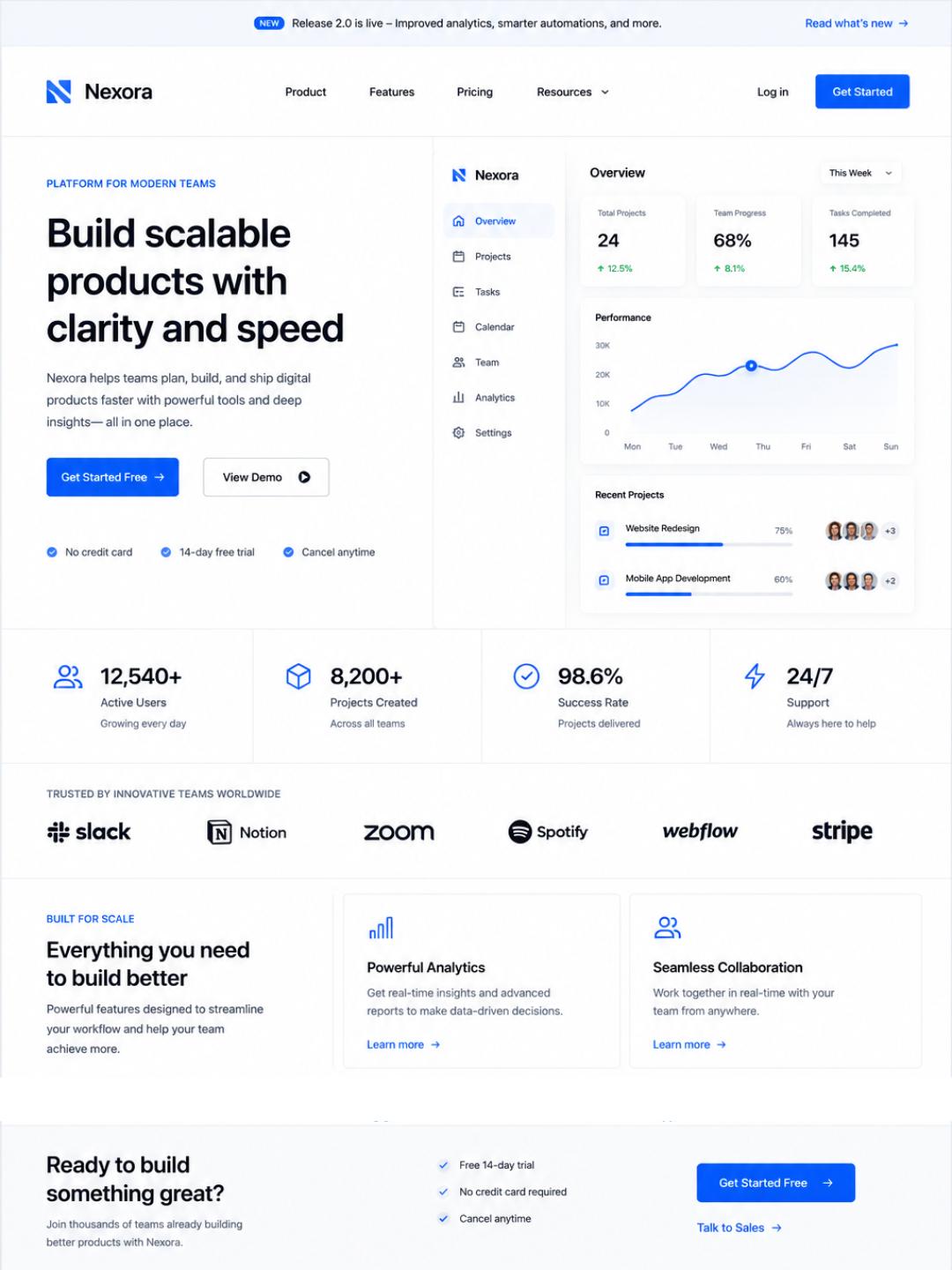 Modular card-based website layout with cleanly aligned content blocks