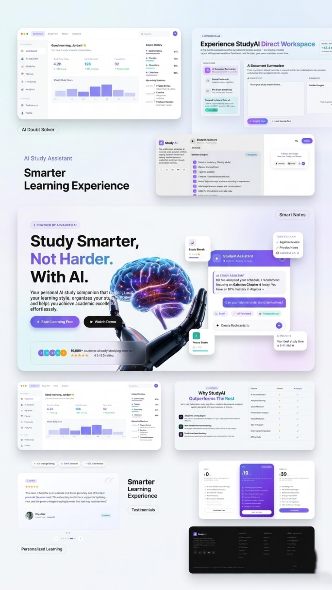 AI Study Assistant landing page design
