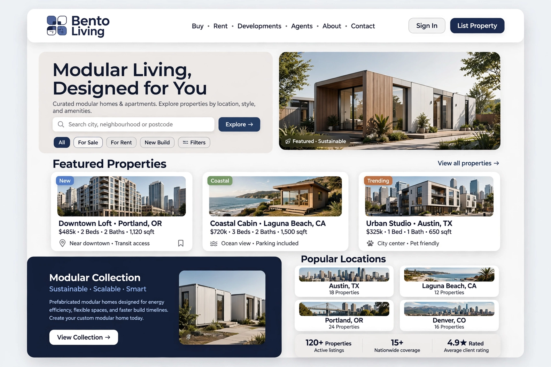 Product Showcase Example – Real estate landing page