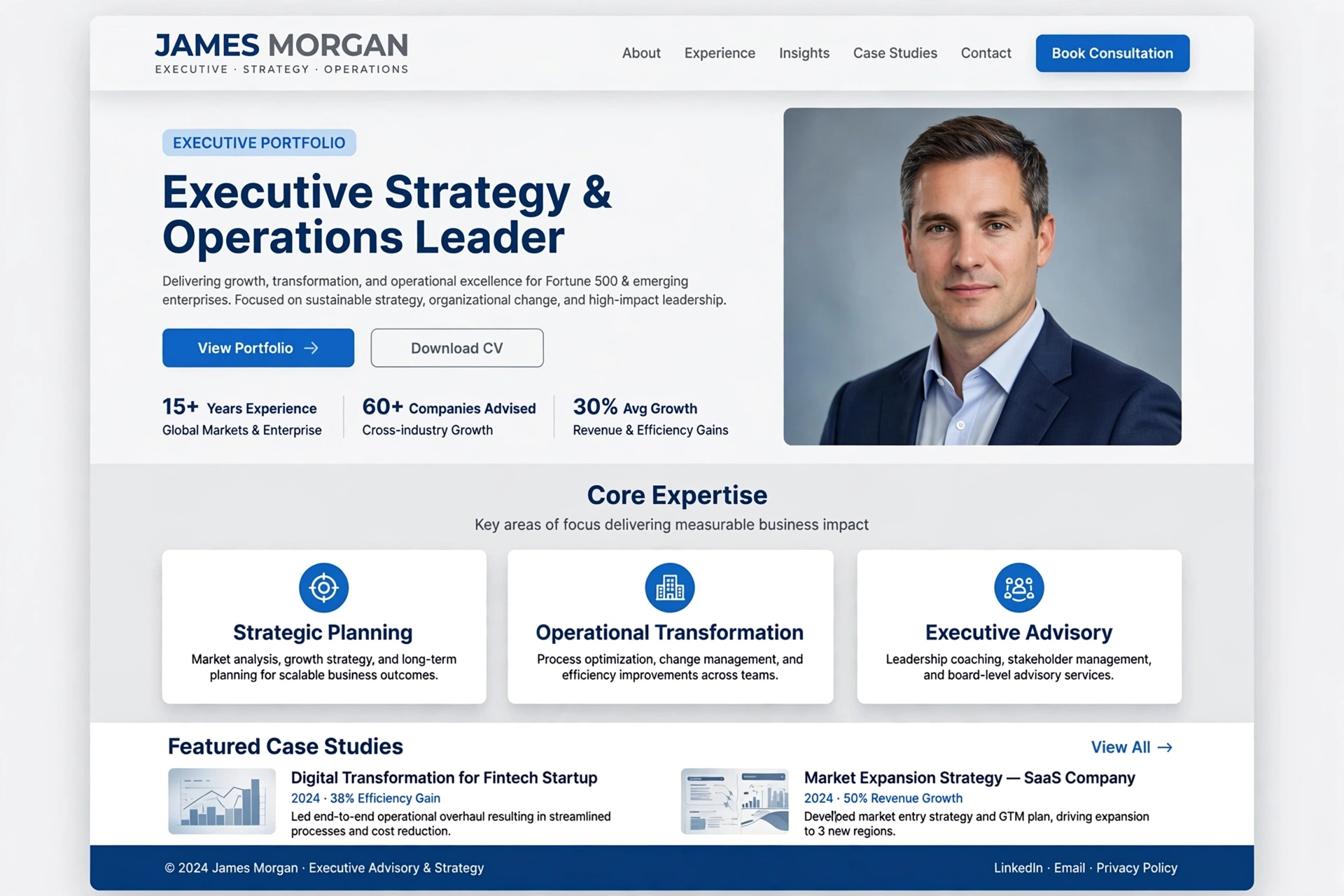 Corporate & Professional portfolio website landing page