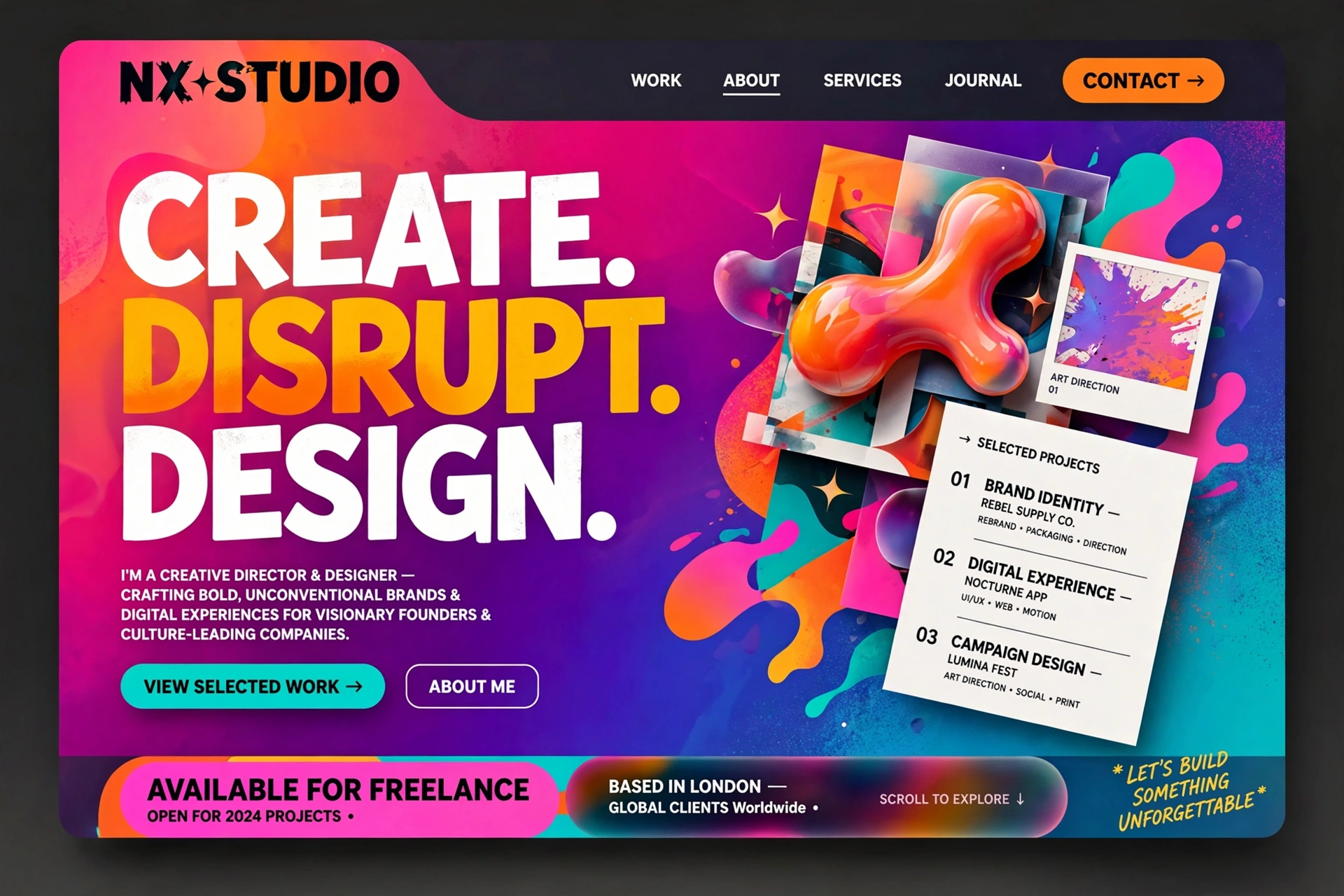 Creative & Bold portfolio website landing page