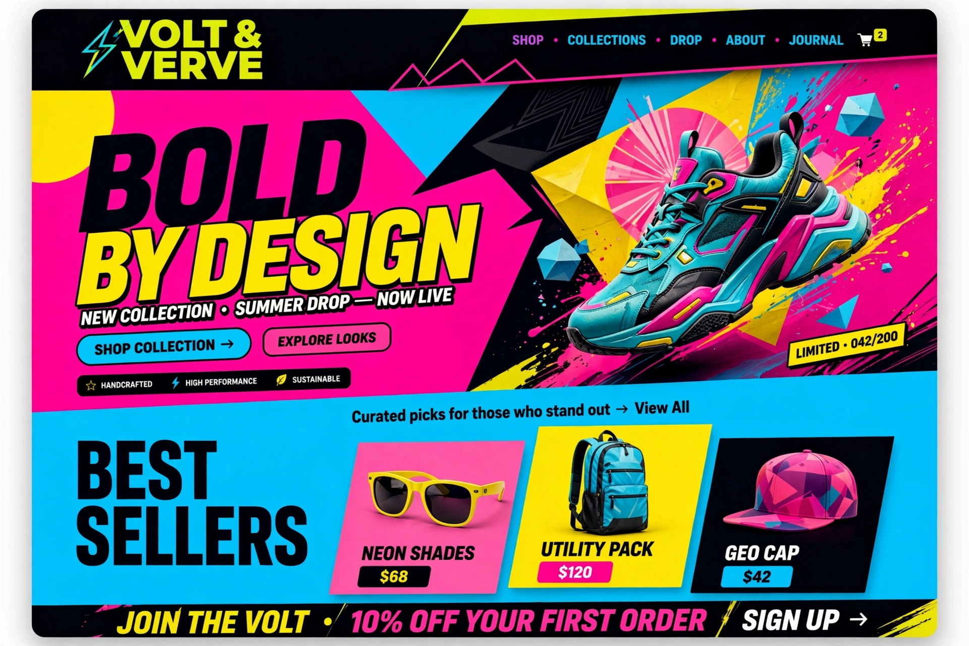 Creative & Bold ecommerce website landing page