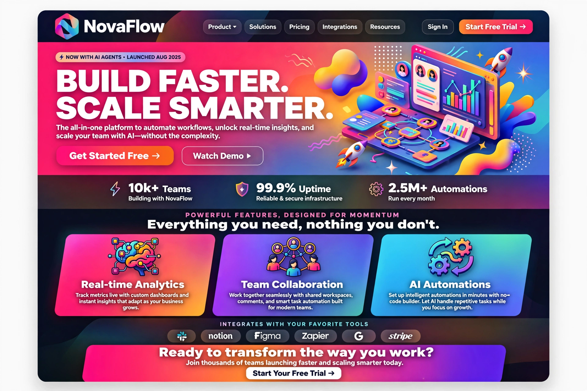 Creative & Bold SaaS website landing page