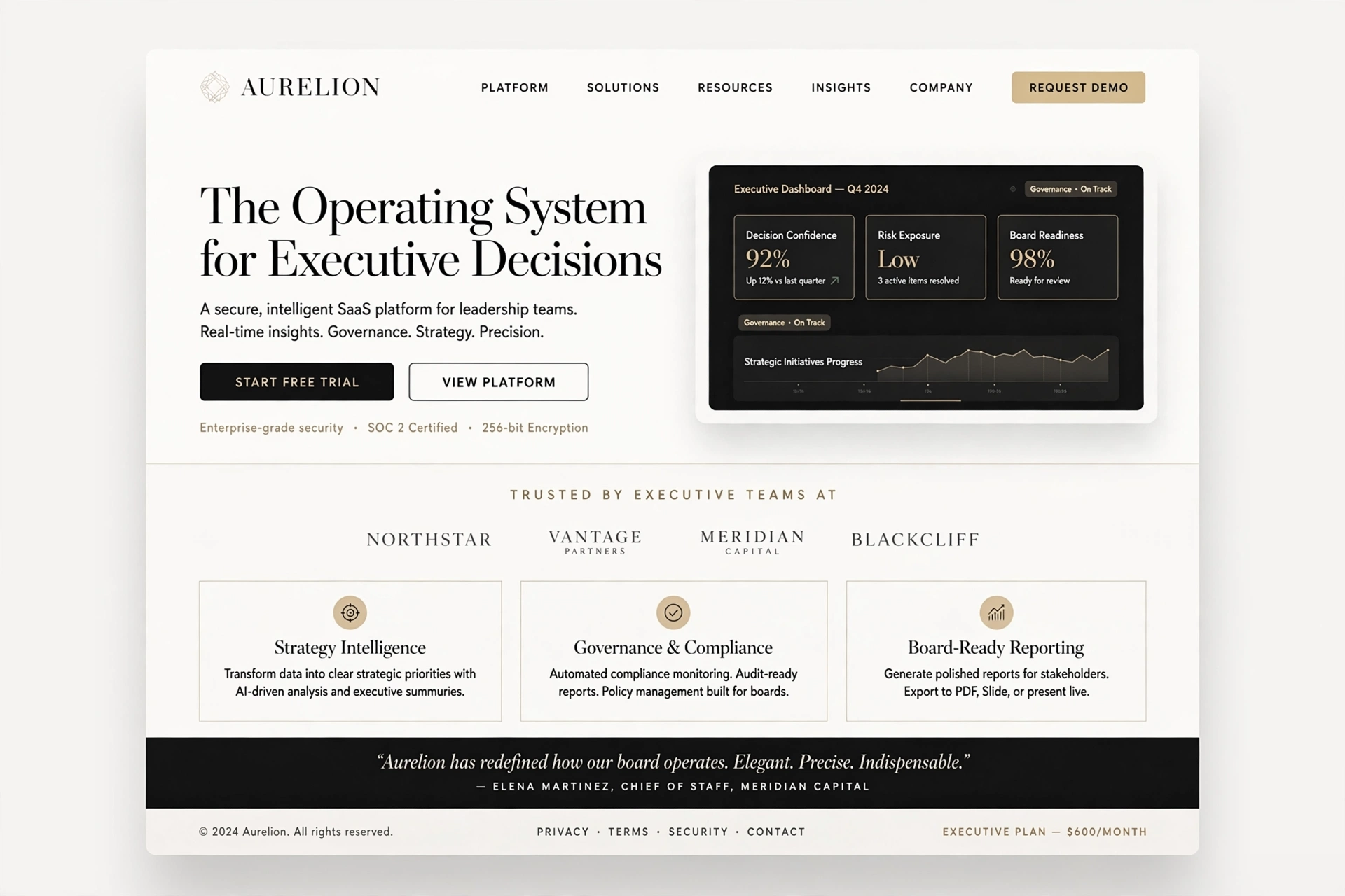 Editorial & Luxury SaaS website landing page