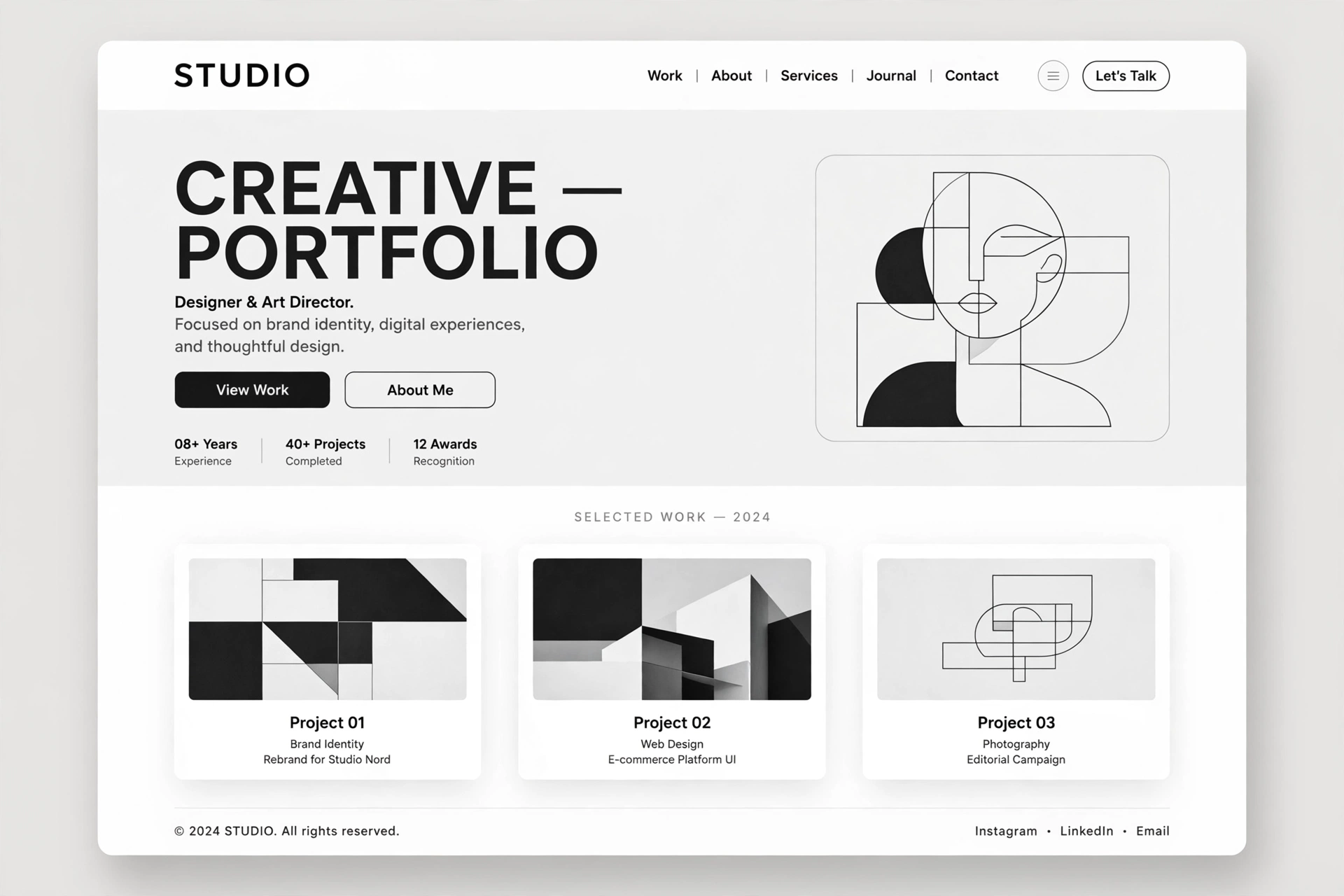Modern & Minimal portfolio website landing page