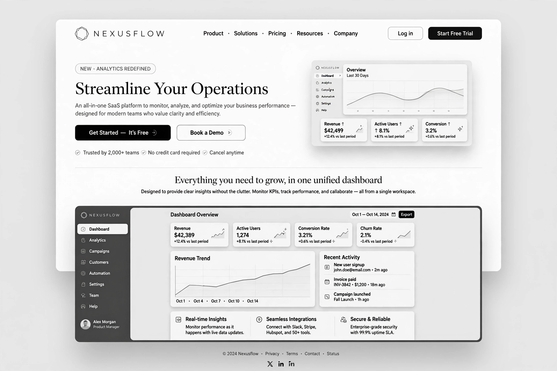 Monochrome & Elegant SaaS website landing page