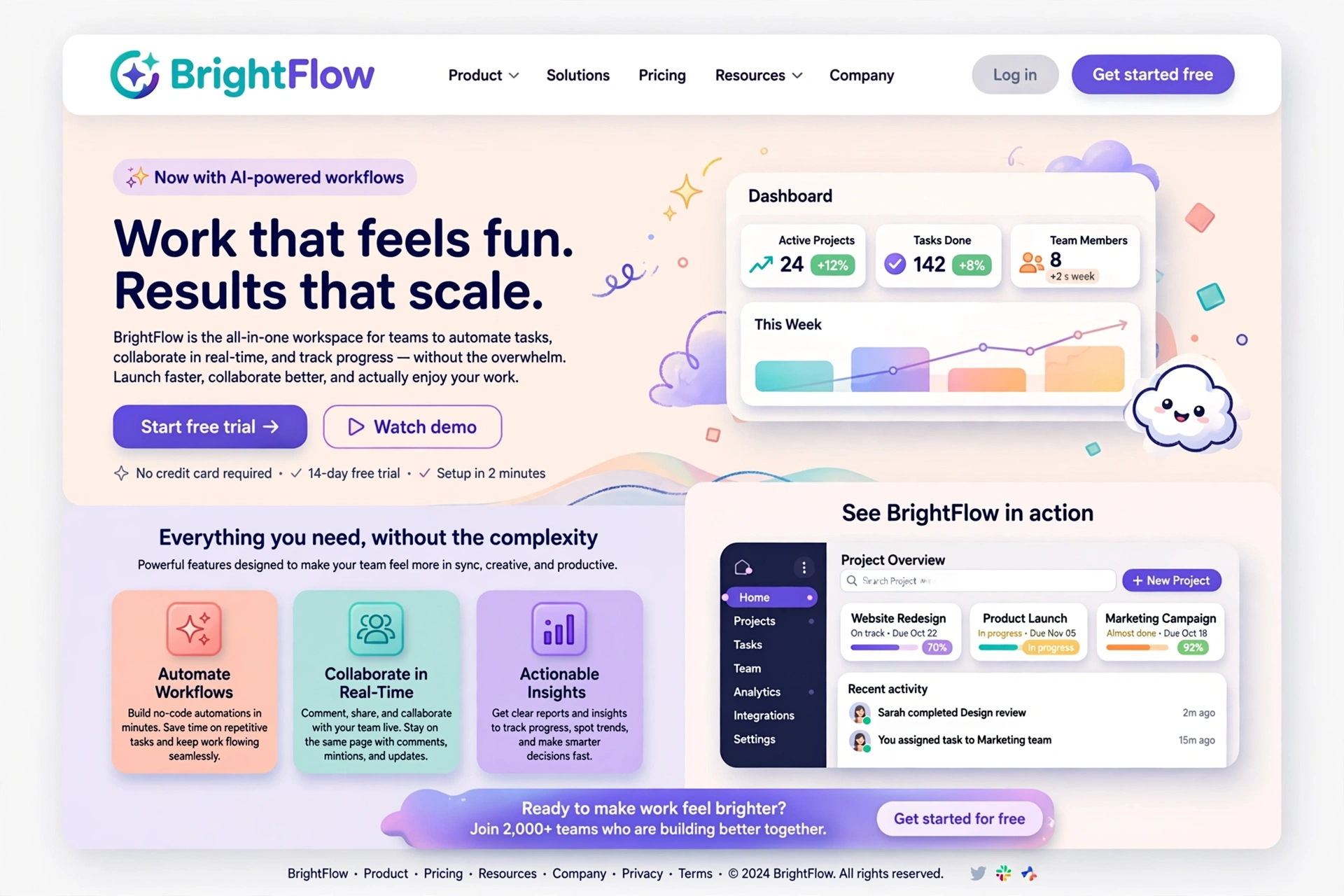 Playful & Illustrative SaaS website landing page