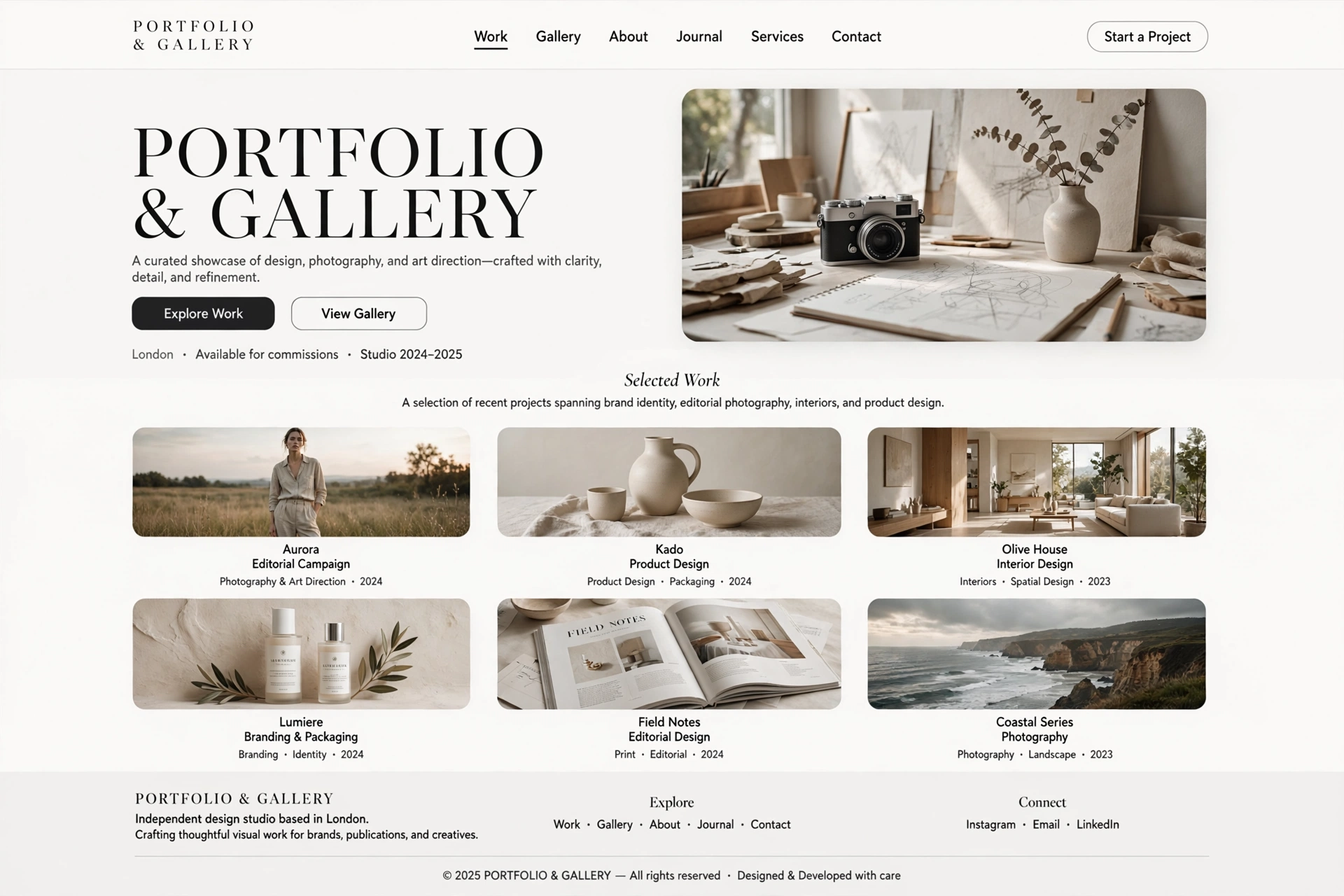 Portfolio & Gallery portfolio website landing page