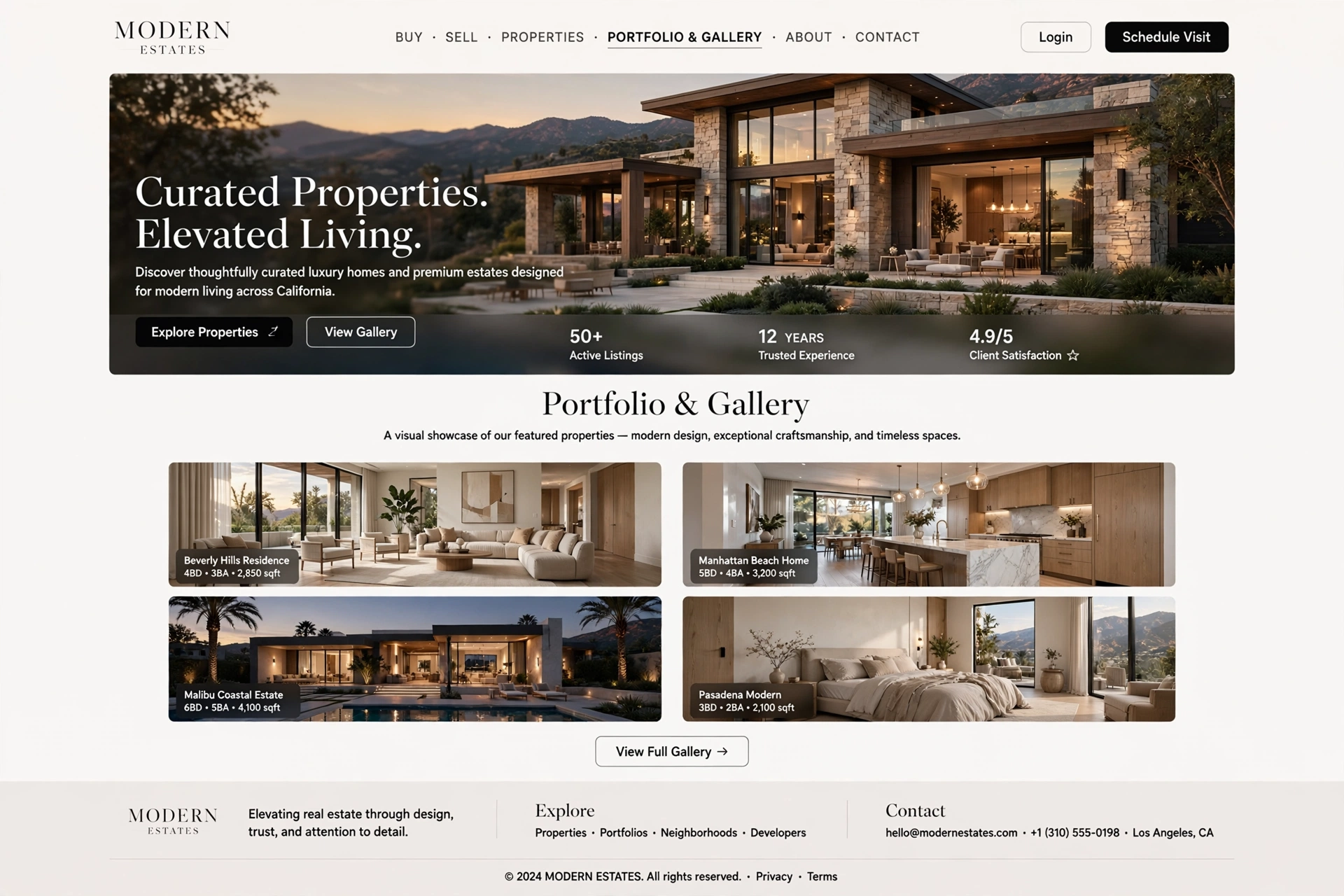 Portfolio & Gallery real estate website landing page