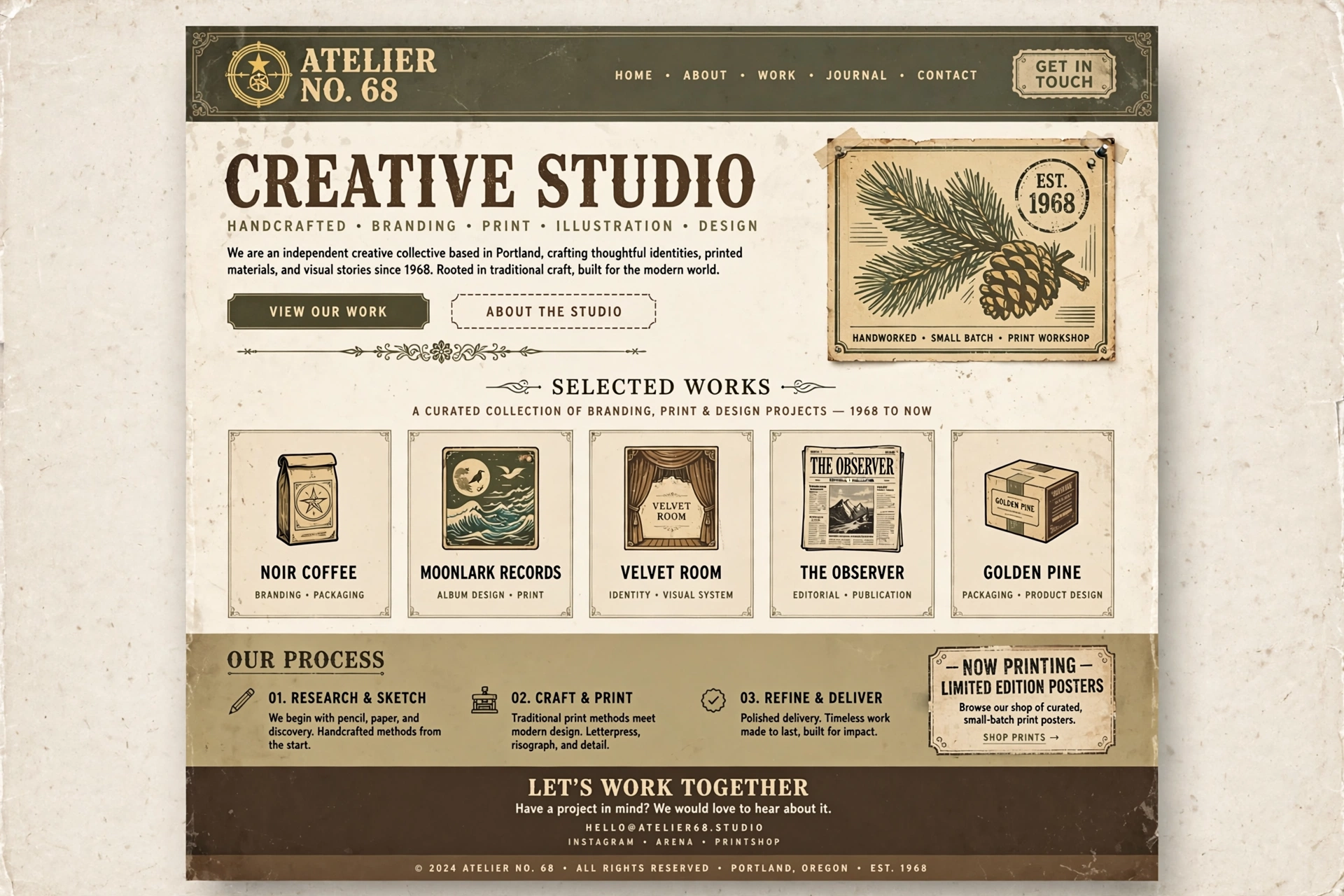 Retro & Vintage portfolio website landing page