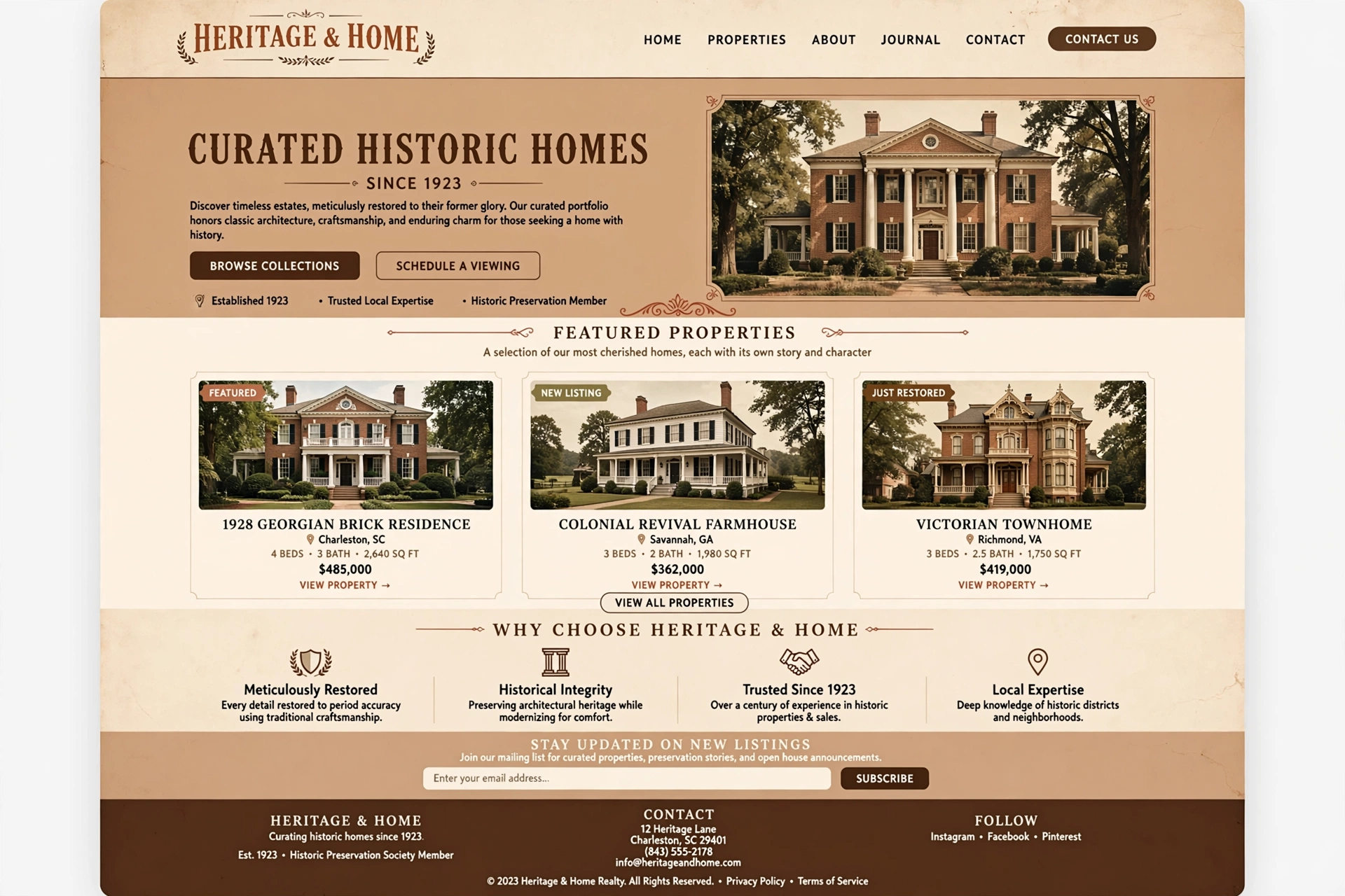 Retro & Vintage real estate website landing page