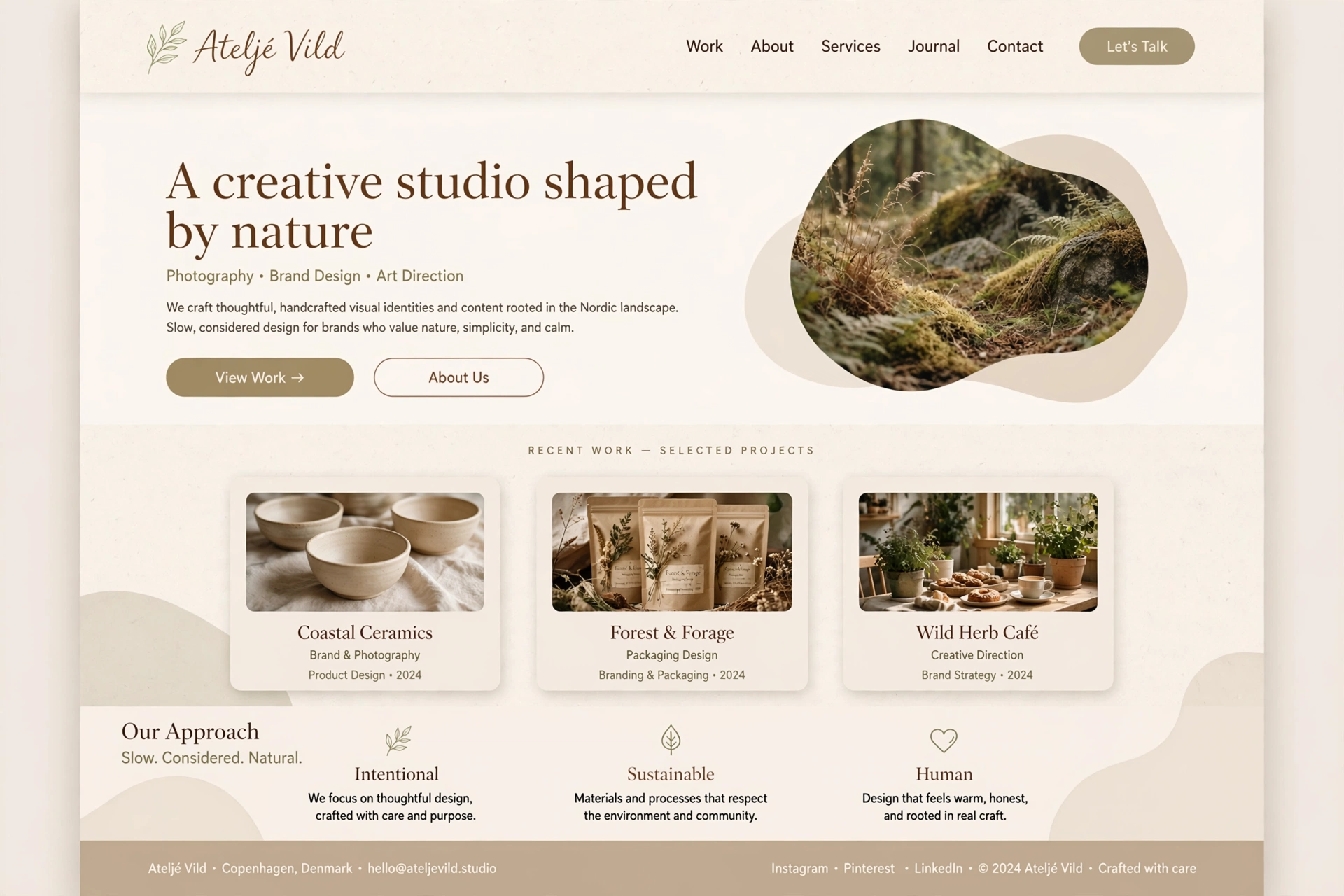 Scandinavian & Organic portfolio website landing page