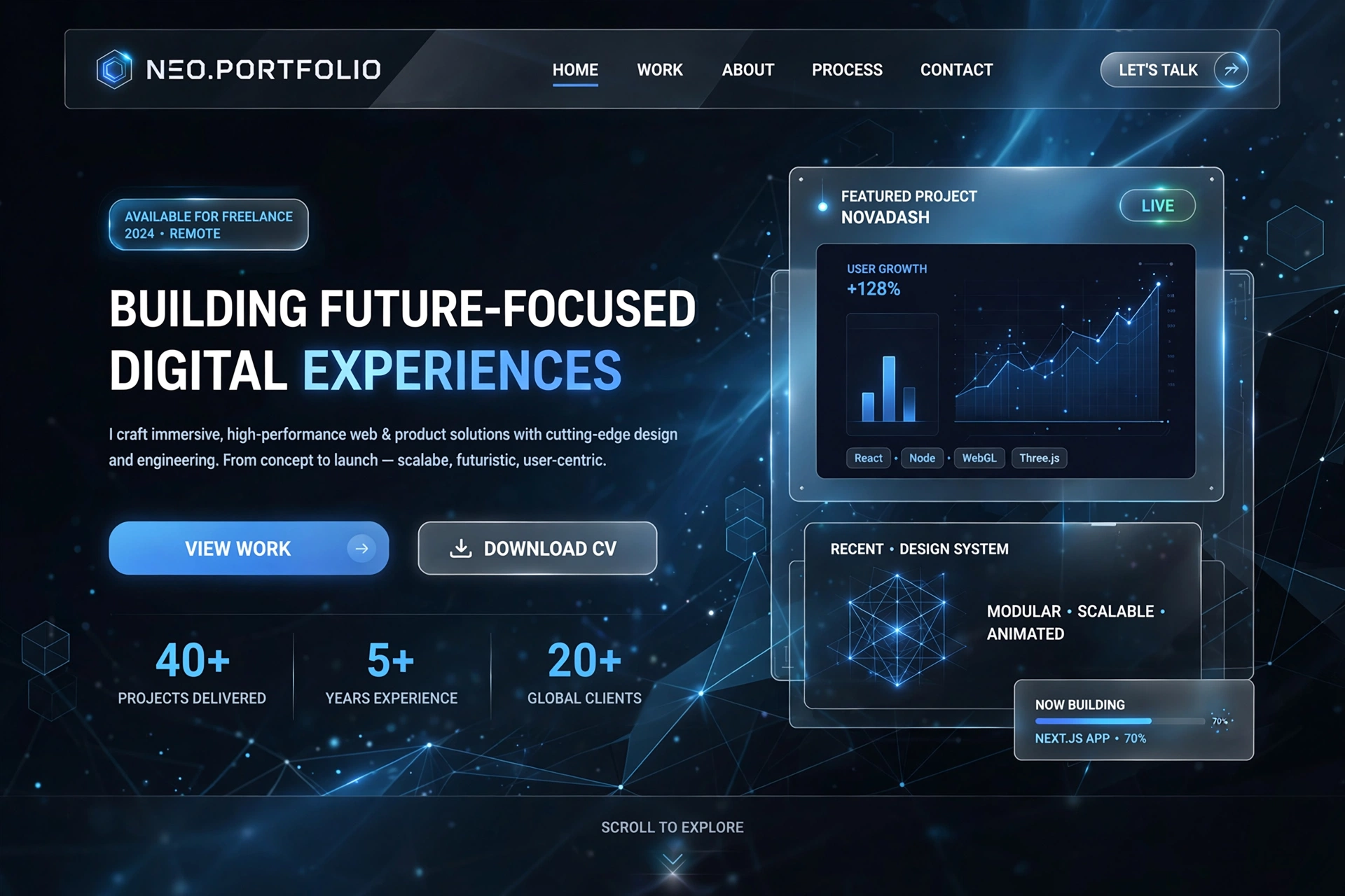 Tech & Futuristic portfolio website landing page