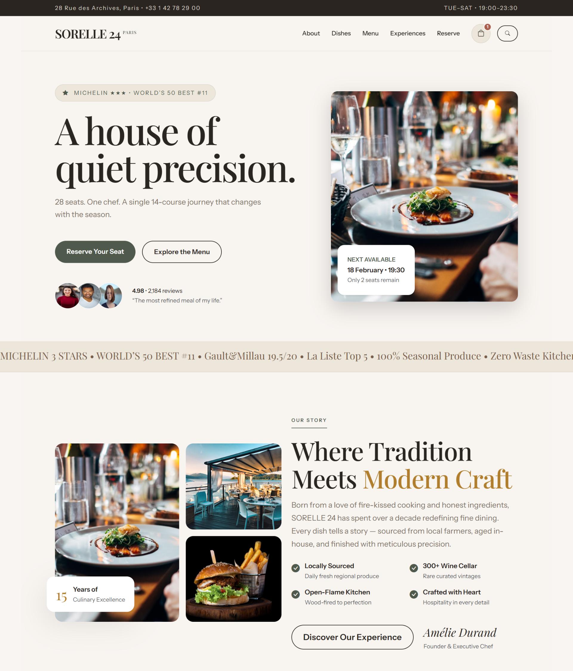 SORELLE 24 restaurant reservation theme